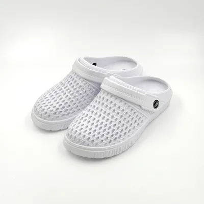 Women Summer Breathable Platform Clog Hollow Woven Mesh Slip on Footwear with EVA Midsole and Outsole