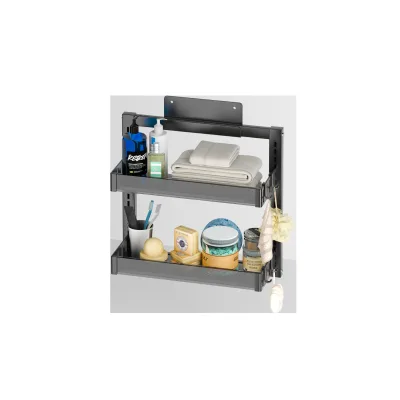 Modern Wall-mounted Door Rear Hanging Basket Seasoning Towel Storage Rack Portable Kitchen Bathroom Rack Adjustable Arrangement