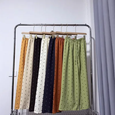 Women Summer Polka Dot Yamamoto Pants High Waist Loose Versatile Slimming Ice Silk Wide Leg Casual Trousers
