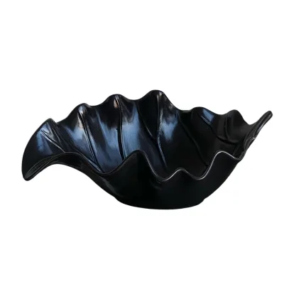 Leaf Shaped European Style Porcelain Bowl Crackle Glaze Wavy Edge Design Eco-Friendly Dishwasher Safe Durable Home Business