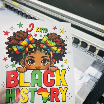 Custom Juneteenth Screen Print Transfers Washable PET Material Heat Press Transfer Logo DTF Sticker Label for T Shirts