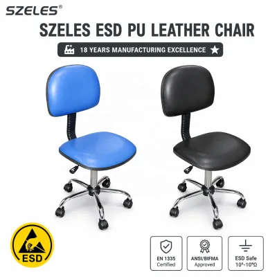 Adjustable Anti-Static PU Lab Chair with Steel Frame Competitive Industrial Office Antitsatic Cleanroom ESD Chair