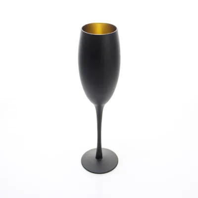 Wholesale 220ml Matte Black Glass Champagne Flutes Party-Use Metal Wine and Champagne Glasses in Bulk