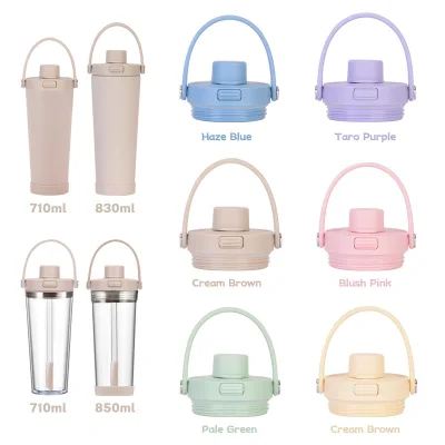 New Style Milk Tea Cup Lid Insulated Airtight Leak-proof Portable Handle Plastic Pop-Up Straw Cup Accessory