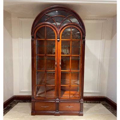 American Style Dining Room Furniture Display Cabinet Customized Luxury Curio Cabinet Wooden Cabinet With Glass Door
