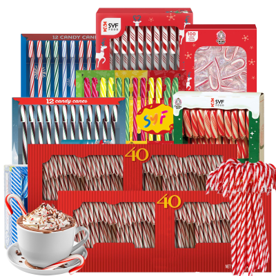 Factory Direct Custom Label Christmas Decorate Peppermint Fruit Flavor Candy Canes Lollipop Hard Texture Halal Certified