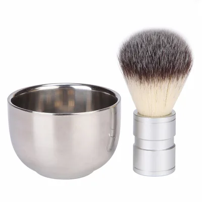 Wholesale Nylon Hair Brush Stainless Steel Shaving Bowl and Brush