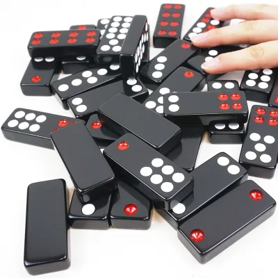 Chinese Traditional Gambling Game 32pcs Pai Gow Black Melamine Cardbox Pai Gow Dominoes Tiles