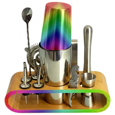 12PCS Alcohol Shaker Cocteleria Professional Bar Tool Stainless Steel Cocktail Shaker Set Boston Bartender Kit With Stand