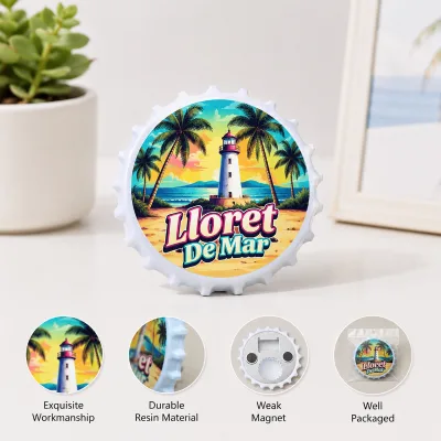 Custom Bottle Opener Fridge Magnet Lloret De Mar London Tourist Souvenir Bottle Cap Shape Fridge Magnet Customized Fridge Magnet