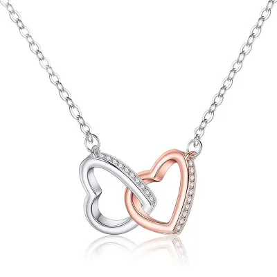Wholesale Valentine's Day Gift Double Love Heart Necklace