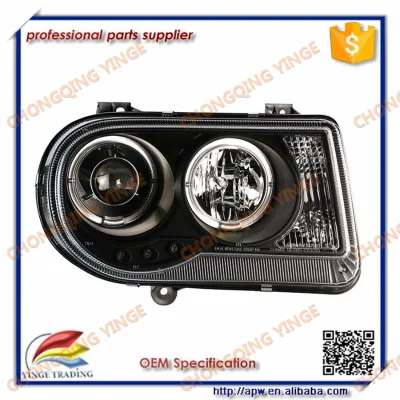 2005-2010 Chrysler 300C Auto LED Headlight With Black Housing Angel Eyes
