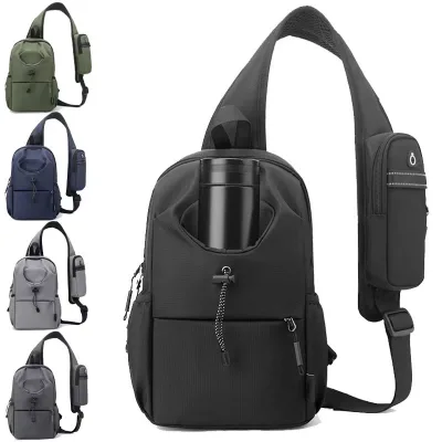 Hot Sale Men's Chest Bag Polyester Waterproof Ultra-light Breathable Large Capacity Leisure Travel Crossbody Shoulder Bag Cup