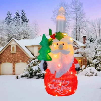 outdoor led 3d sculpture christmas Santa Claus snowman candle garland motif light decoration