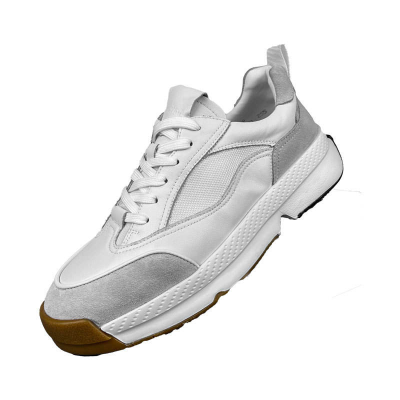 White Breathable Footwear Light Weight Mens Sneakers Walking Style Shoes
