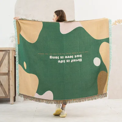 Wholesale Eco-Friendly All-Season Modern Minimalist Blanket Abstract Memphis Style Throw Nordic Graphic Text Afghan
