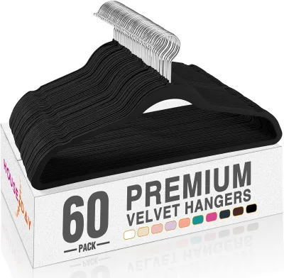 Wholesale Premium 50 Pack Black Nonslip Laundry Velvet Clothes Hangers Colorful Customizable New Materials Low Price Hangers