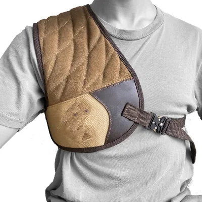 Tourbon HA1346CA Half Chest Leather Canvas Armor Shoulder Pad with Easy Adjustment for Field Shooting Shield Protection