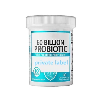 OEM Private Label Immune 10 Strains Prebiotics  Digestive & Gut Health Supplements Probiotics Capsules 60 Billion CFU