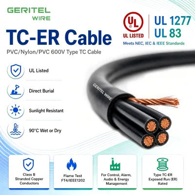 Oil Resistant Tray Cable Outdoor Direct Burial Sunlight Resistant Copper Conductor 600V Low Voltage Power Cable