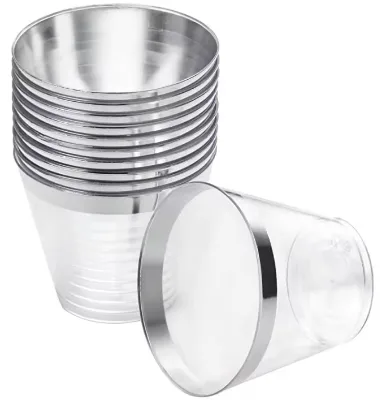 Wholesale 9oz Hot Silver Edge Disposable Plastic Cup Custom Color Cup for Party Wine Tasting Coffee Western Food Disposable Cup