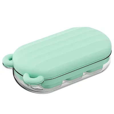 Cartoon Press Ice Tray Mold Eco-Friendly Plastic Baby Food Freezer Tray with Lid Homemade Ice Cube