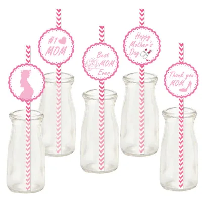 24 Reusable Creative Flower-Shaped Straws for 2025 Mother's Day Disposable Decorative Accessories