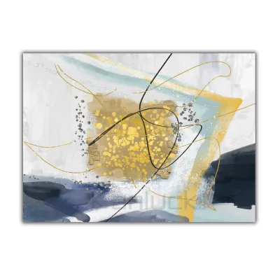 Abstract Embellished Canvas Print Art With Foil and Rhinestone