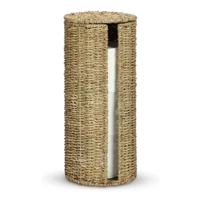 Cheapest Stand Toilet Paper Seagrass Storage with Lid Spare Extra 3 Rolls of Toilet Tissue Holder Free Standing Seagrass Basket