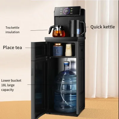 Remote Control Vertical Tea Bar Machine with Double Quick Boil Kettles Freestanding Water Dispenser for Home and Office