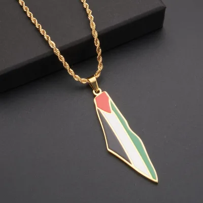 2026 Sports Palestine Map Necklace Pendant Necklace Stainless Steel Couples Necklace Jewelry for Football Fans