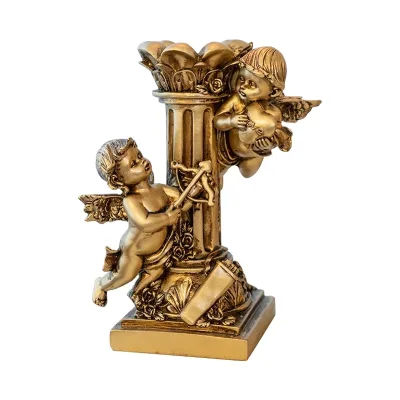 Vintage 7" H Cherub Angel Candlestick Holders Resin
