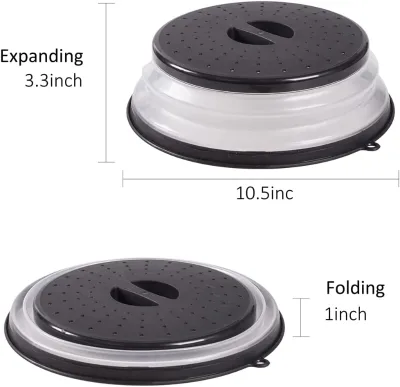 Upgraded Collapsible Microwave Food Cover with Easy Grip Handle Plastic Anti-Splatter Cover Cooking Tool