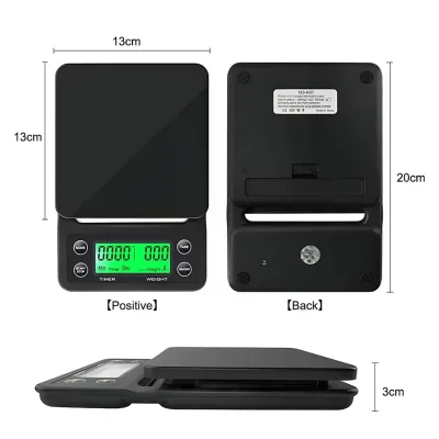3/5KG Digital Coffee Drip Scale Timer High-Precision LCD Kitchen Scale Plastic Black