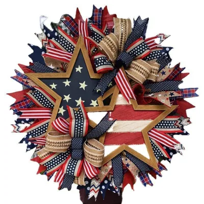 Independence Day Wreath National Flag Front Door Hanging Ornaments Festival Props Wreath