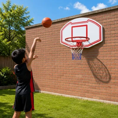 Outdoor Indoor Wall Mounted Basketball Hoop with Backboard and Rim White PE+Steel Material