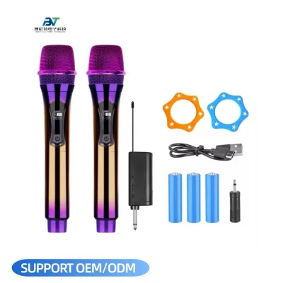 Professional Wireless Dynamic Microphone Purple Gradient Plastic OEM Studio Singing Mic for School Conference Church