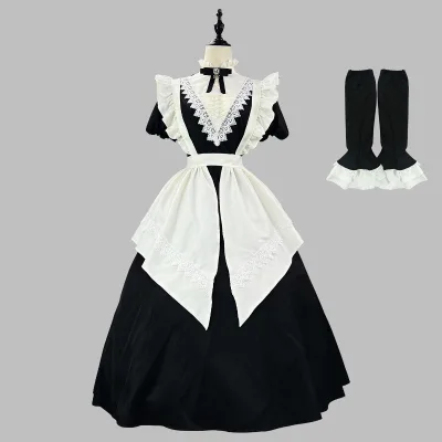 New Gothic Sister Black Long and Short Op Sleeve Polyester Women's Underwear Maid Clothes Halloween