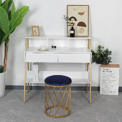 Modern Simplicity Design White Writing Desk With Metal Legs Frame Design for Office Furniture