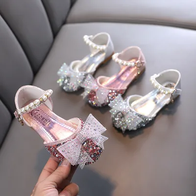 New Fashion Trend Girl Princess Shoes Spring and Autumn Children's High Heel Shoes Girl Performance Crystal Shoes