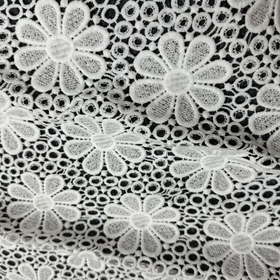 2024 Hole Polyester Chemical Lace Fabric Embroidery Floral Brocade Fabric for Pants
