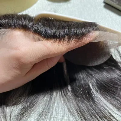 Hand Tied Custom Full Lace Base Hairline Front Frontal Hair Pieces 6 Inch Topper for Men