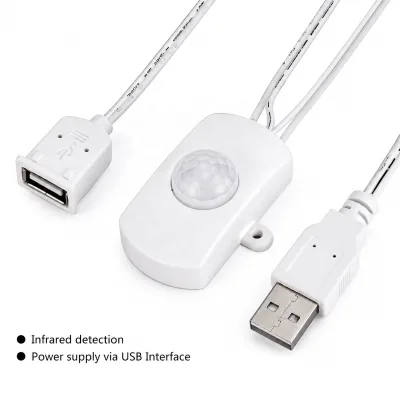 2A DC 5-24V PIR Infrared Motion Sensor Detector Automatic Switch LED Strip USB Interface Cable
