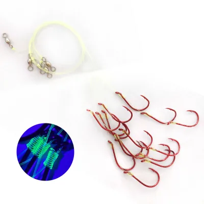 Alpha 4/0 6/0 Hand Tied Fish Hooks PRE-tied 3gang Chemically Sharpened Beak Hooks