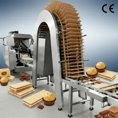 Industrial Wafer Biscuit Making Line Automatic Cream Spreading Wafer Production Equipment