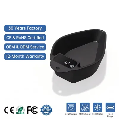 Portable Digital Coffee Weighing Scoop 0.1g Accuracy 1000g Capacity LED Display Rechargeable Spoon for Espresso Pour Over