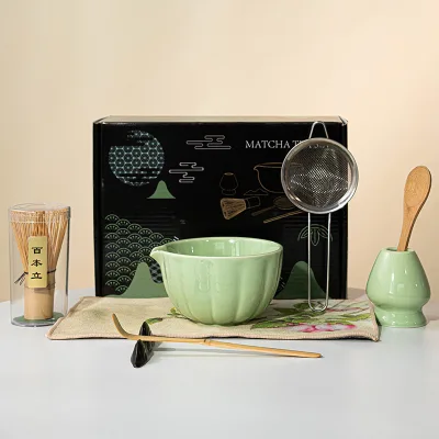 Bulk Customization Artistic Design Japanese Matcha Tool Box Pouring Spout Porcelain Chawan Asian Zen Bamboo Whisk Matcha