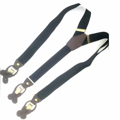 Custom Classical Adjustable Elastic Y Back Men Suspender with Double Teeth Strong Clips
