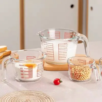 Large Capacity Thickened Borosilicate Glass Measuring Cup for Home Microwave Use Baking Glass Weighing Cup and Glass Mixing Bowl