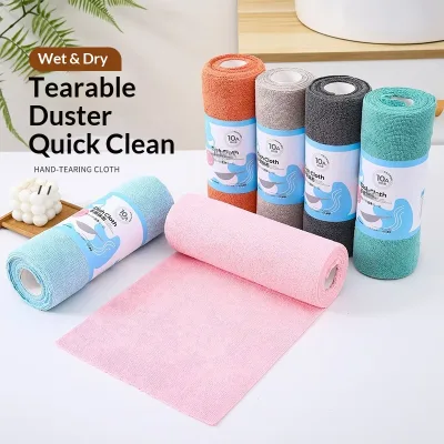 Roll-packed Multifunctional Tear-off Plain Weave Kitchen Cleaning Cloth Non-greasy Dishwashing Disposable Lazy People Model
